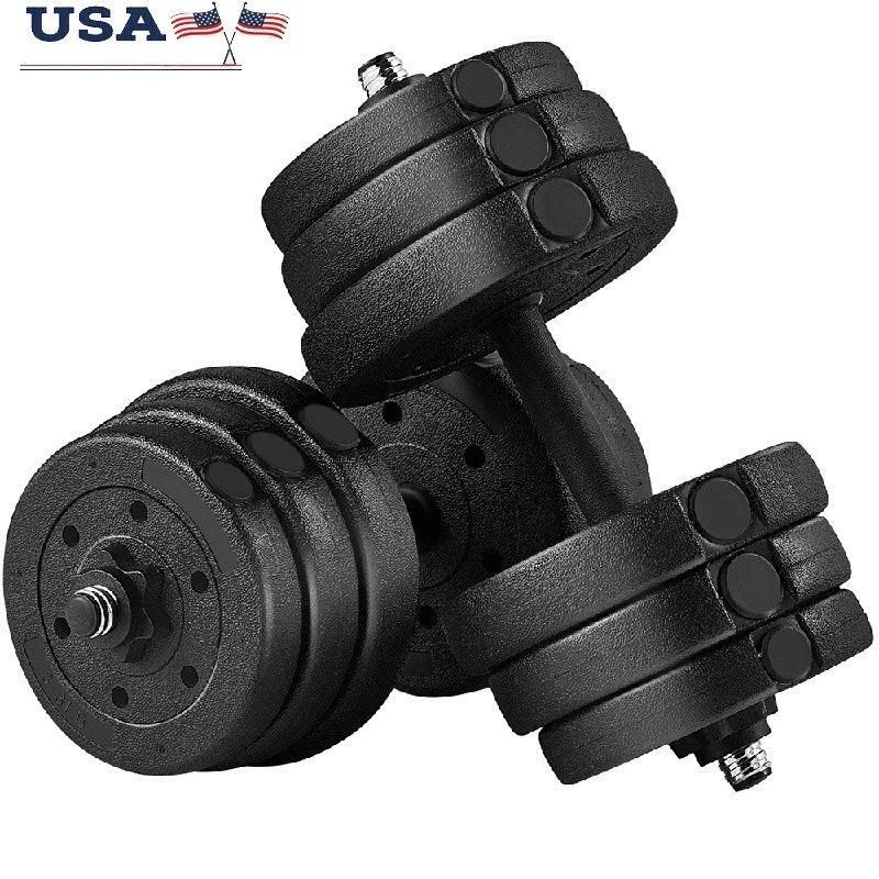 55lb Adjustable Dumbbell Weight Set Home Gym Full Body Fitness Equipment New