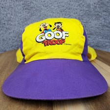 Vintage Disney Hat Cap Stretch Fit Youth Size Yellow Purple Goof Troop Goofy Max