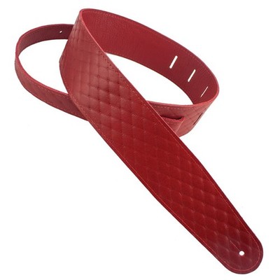Henry Heller Deluxe Leather Guitar Strap, 2.5'' Wide, Quilted Red