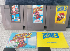 Super Mario Bros 1, 2, 3 Trilogy w/ 2 Manuals Nes Games Lot  Tested and Working!