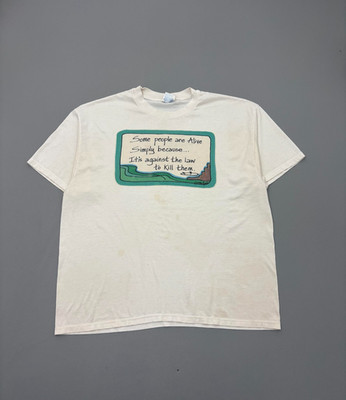 Vintage 90s Hanes T-Shirt Graphic Tee Some People Are Alive Funny XL