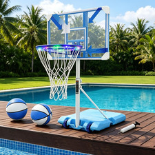 Pool Basketball Hoop Poolside,Portable Height Adjustable Basketball Goal with Wh