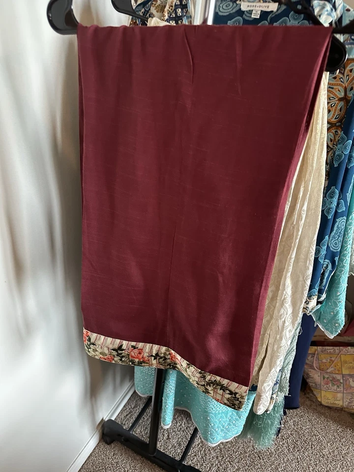 Pre Owned Shalwar Kameez And Dupatta Color Maroon Kind Of Red Nice Embroidery - Image 3 of 4
