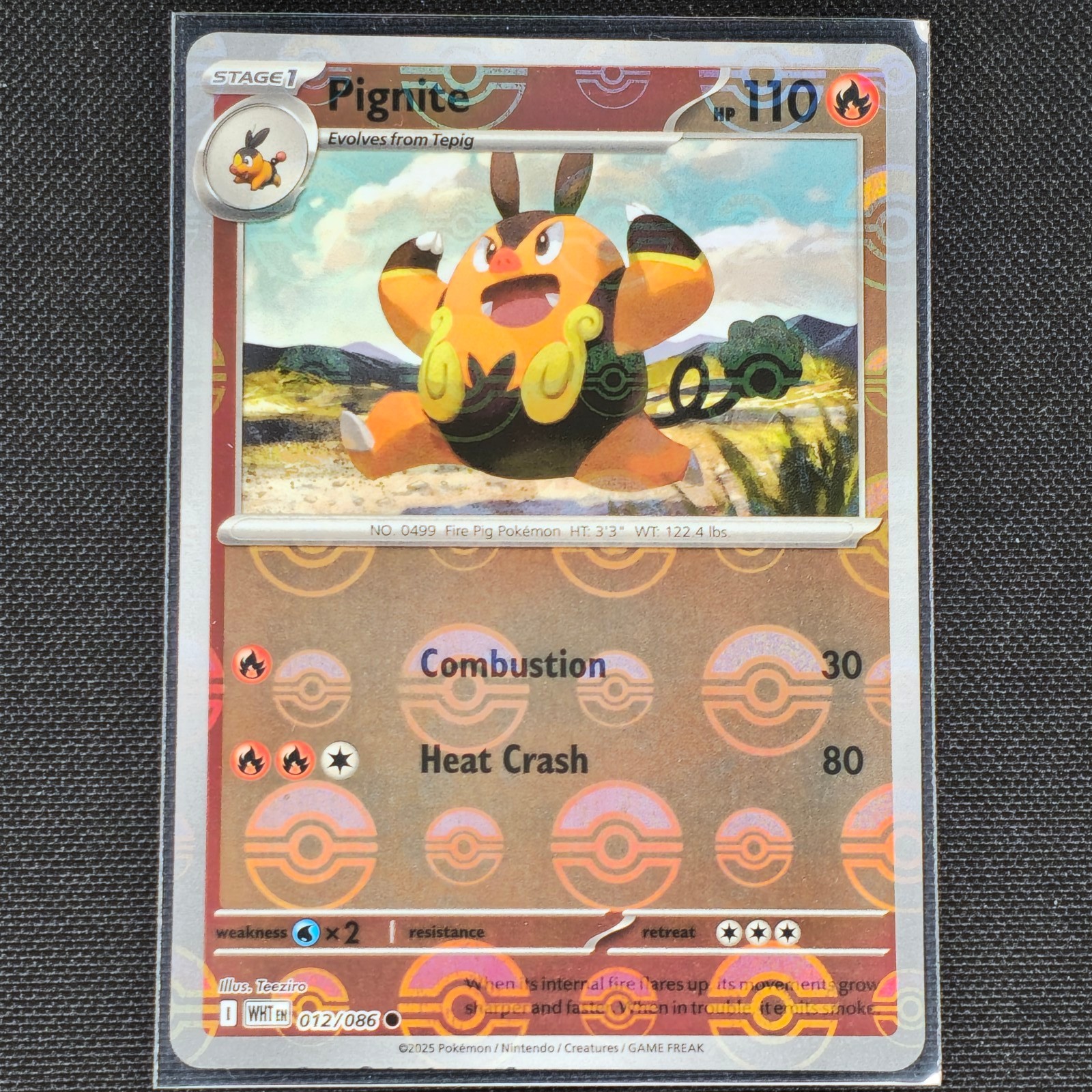 Pignite - 012/086 - Pokeball Holo - White Flare - Pokemon Card - NM/M