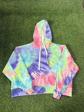 Nike Women Hoodie S Multicolor Tie Dye Logo Long Sleeve Crop Pullover Activewear