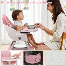 Baby Hochstuhl 3-in-1 Kinderstuhl Kinderhochstuhl mit Liegefunktion, PU Essstuhl