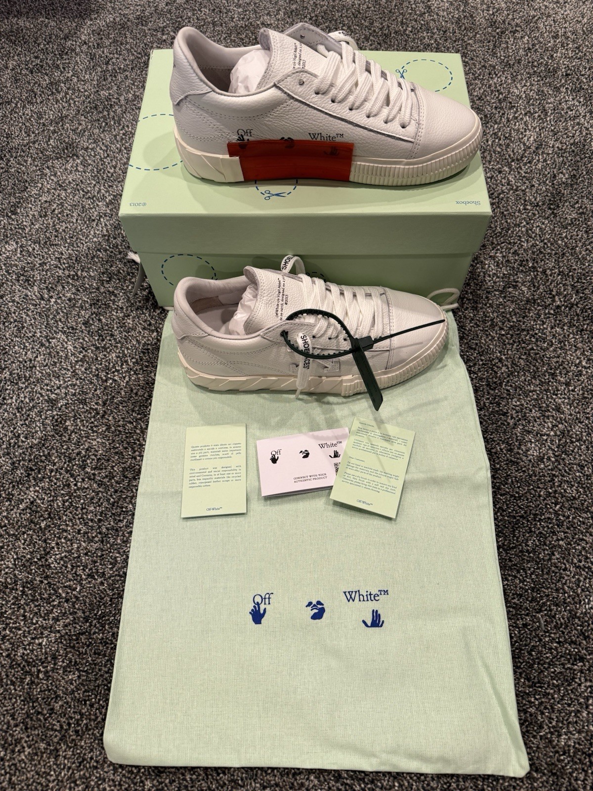Off-White Vulcanized Low-Top Sneakers White Zip Tie Original Packaging Women's 8