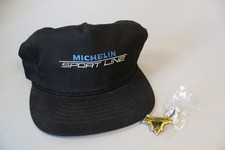 Michelin Sport Line Hat Snapback Adjustable Black with 2 Lapel Pins Vtg