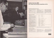 IBM 1965 Vintage 2pg Print Ad Remote Time-Sharing Computing Service FORTRAN