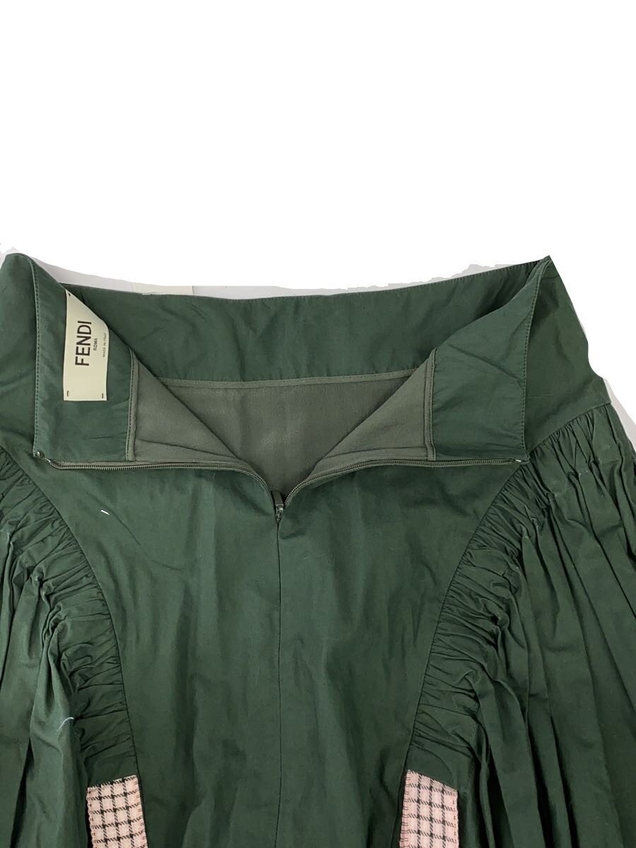 FENDI Taffeta Long Skirt, Size 38, Cotton, Green, FQ6751 thumbnail 3