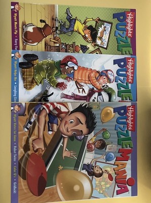 Lot of 3-Highlights Activity Books: PuzzleMania books ~ Very partially worked