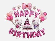 Hello-Kitty Cat Birthday Party Balloon Decoration Set with Pump