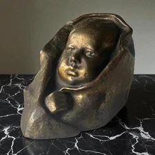 Antique 1923 KBW Kathodian Bronze Clad Baby Sculpture Rare Collectible