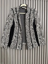 Chico's Black White Zebra Print Open Front Knit Sweater Cardigan Jacket - Size 0