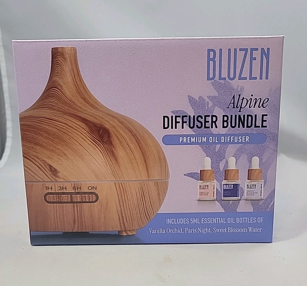 Bluzen Essential Oil Alpine Diffuser Bundle Wood Premium Oil