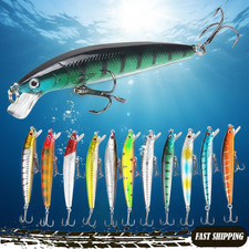 10Pc Lot Fishing Lures Crankbaits Jerkbait Minnow Hooks Crank Bait Bass Tackle