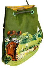 SYLVAIN LEFEBVRE Wearable Art GOLF Theme Canvas BACKPACK / Shoulder BAG Purse