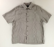 Nat Nast Shirt Button Up 100 Silk Bowling Gray American Fit Mens L