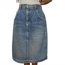 VTG 90S LEE USA MADE DENIM JEAN MEDIUM WASH KNEE LENGTH A LINE SKIRT WOMENS 28