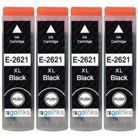 4 Schwarze Tintenpatronen Ersetzen Epson T2621 (26XL) Non-Oem / Kompatibel