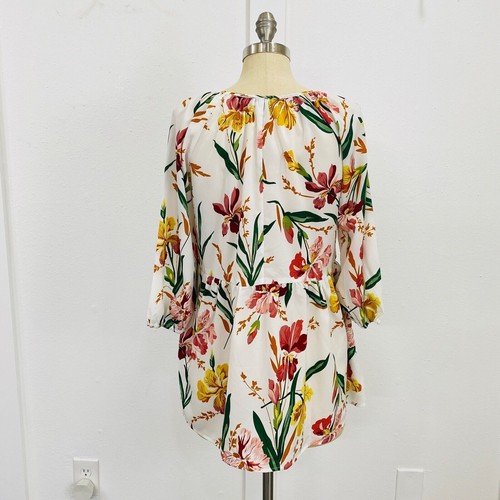 Suzanne Betro Women’s Top Medium Floral White Tunic Round Neck New - Picture 2 of 9
