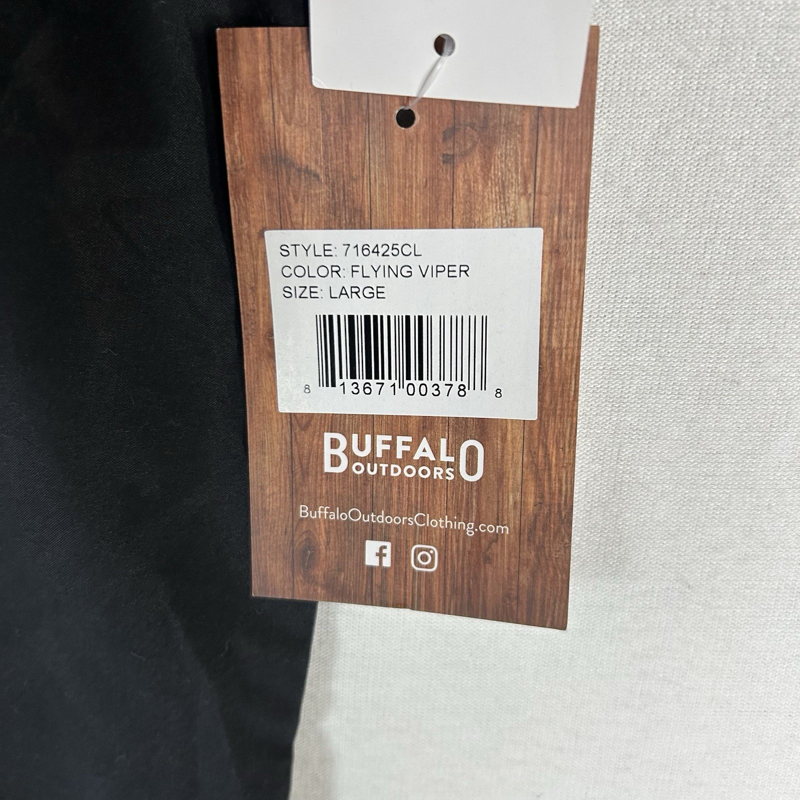 Buffalo Outdoors NEW Workwear Button Up Shirt Mens Large Graphic Print Black NWT