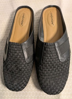 Comfortview Black Woven Slip-On Flats Women s Comfort  11WW