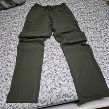 Maevn Green Solid Cargo Scrub Pants Drawstring Waist Polyester Twill, XS