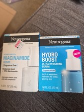 Neutrogena Hydro Boost Niacinamide Fragrance-Free Serum 1.0 oz Lot Of 2