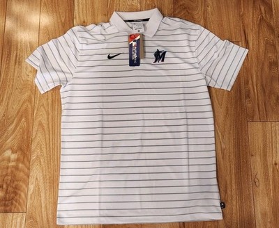 Nike Miami Marlins MLB Authentic Polo Men's White/Stripes  Size M  NWT 