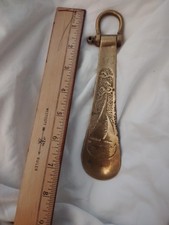 Antique Solid Brass Nautical 19 Century Shoe Horn 8"