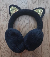 Cats Broadway Musical Black Plush Earmuffs with Cat Ears and Gold Sequin