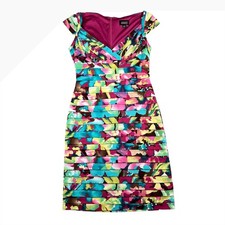 Adrianna Papell Dress Size 8 Multicolor Sleeveless Sheath Party Cocktail