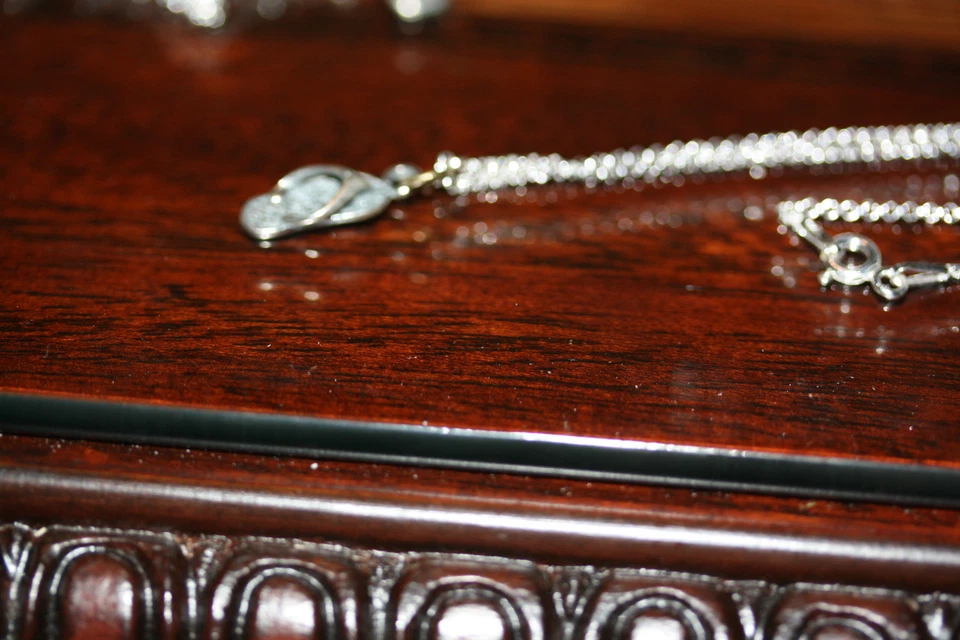 Collar Gargantilla Colgante Plata 925 Chancla Modernista 40CM 16" Cadena Rolo 1.2MM Foto 4 de 4