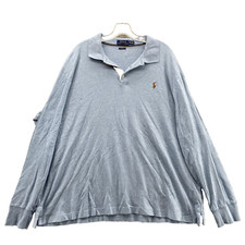 Ralph Lauren Polo Shirt Mens 2XL Blue Classic Fit Flash Pony 90s Academia Preppy