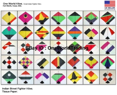 Fighter Kites Set. Paper. 10 Kites + 1 [ Kite Line + Spool ]. USA.