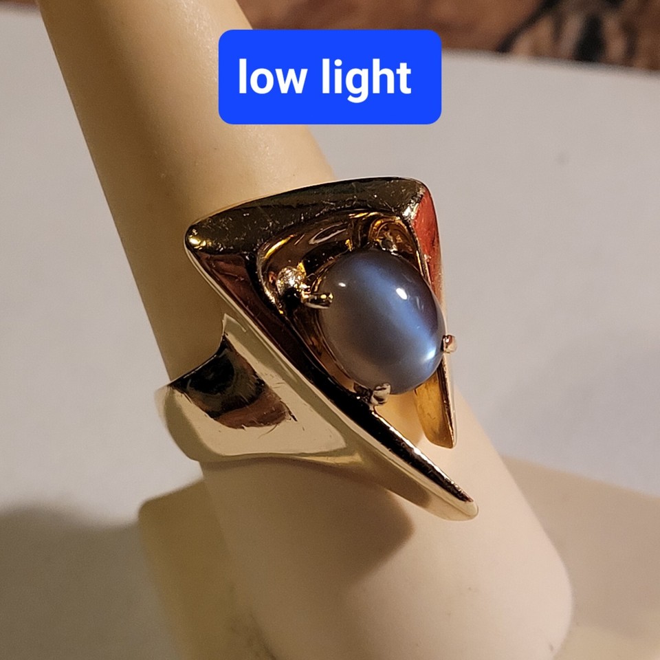 Incredible Natural Blue Line Cats Eye Moonstone Heavy 14g 14k Yellow