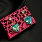 Fashion Women Lovely Blue Enamel Mermaid Scale Heart Crystal Stand Earrings