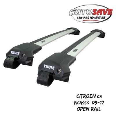 Thule WingBar Edge Silver Roof Bars Citroen C3 Picasso 09-17 Open Rails Alu Aero