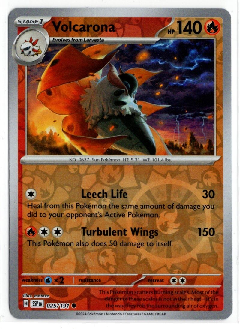 Pokemon Surging Sparks Reverse Holo 025/191 Volcarona | eBay