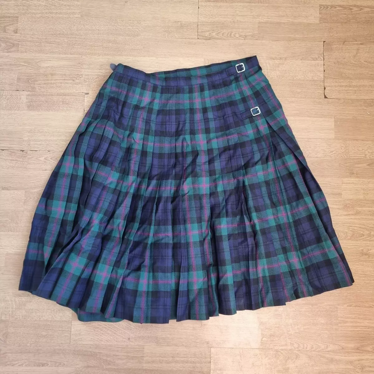 Macnaughtons Kilt Women s UK 18 Pitlochry Tartan Wool Skirt With Pin V3 A1