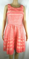 Danny and Nicole Cream Peachy Coral Lace Overlay Sleeveless Dress Women's Sz 8