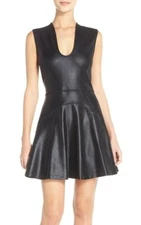 French Connection 241995 Womens Shimmer Ponte Fit & Flare Dress Black Size 10