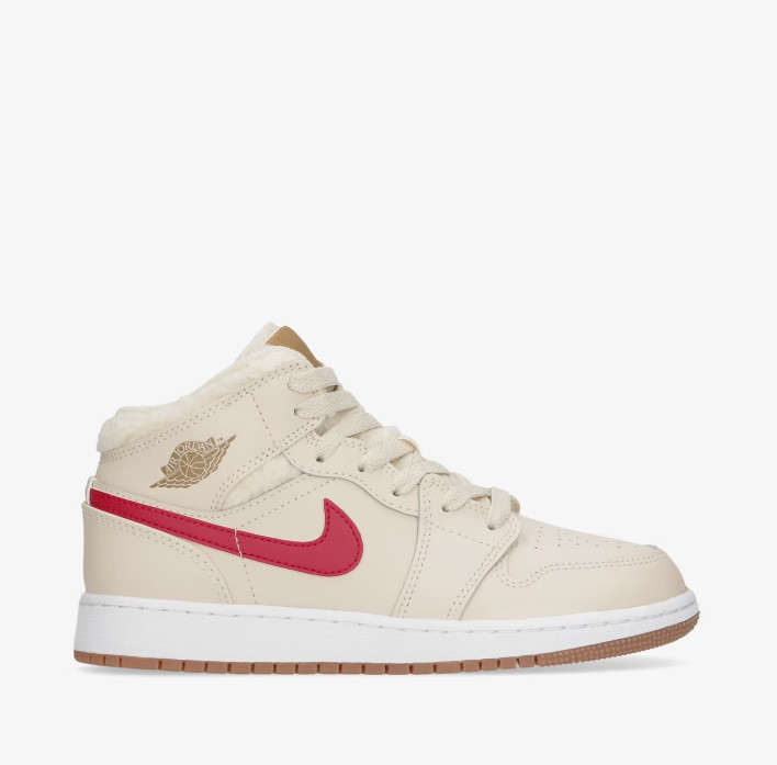 DO2207-264 Многоцветные кроссовки Nike Air Jordan 1 Mid GS из флиса жемчужно-белого цвета