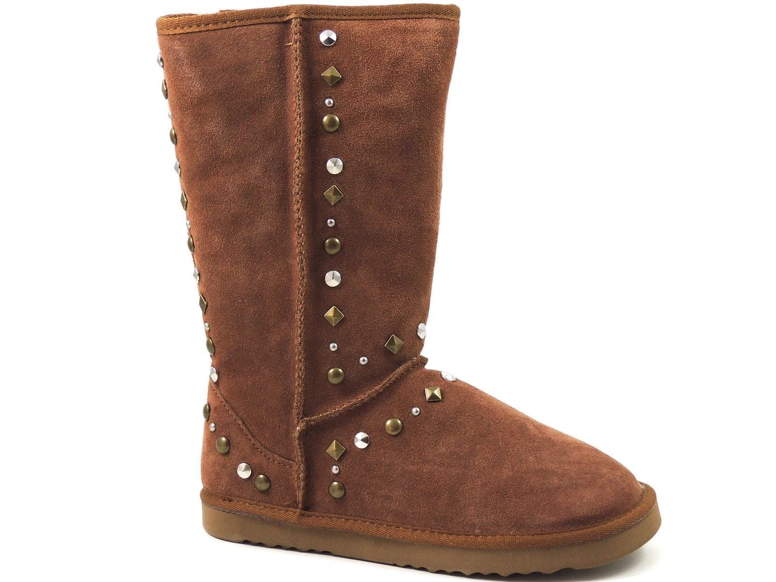 Style&co. Women's Bolted Snow, Winter Boots Tan Chestnut Leather Size 8 M