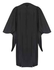 Classic Black Masters Graduation Gown Academic Regalia - Size 51 5'6"- 5'8" EUC