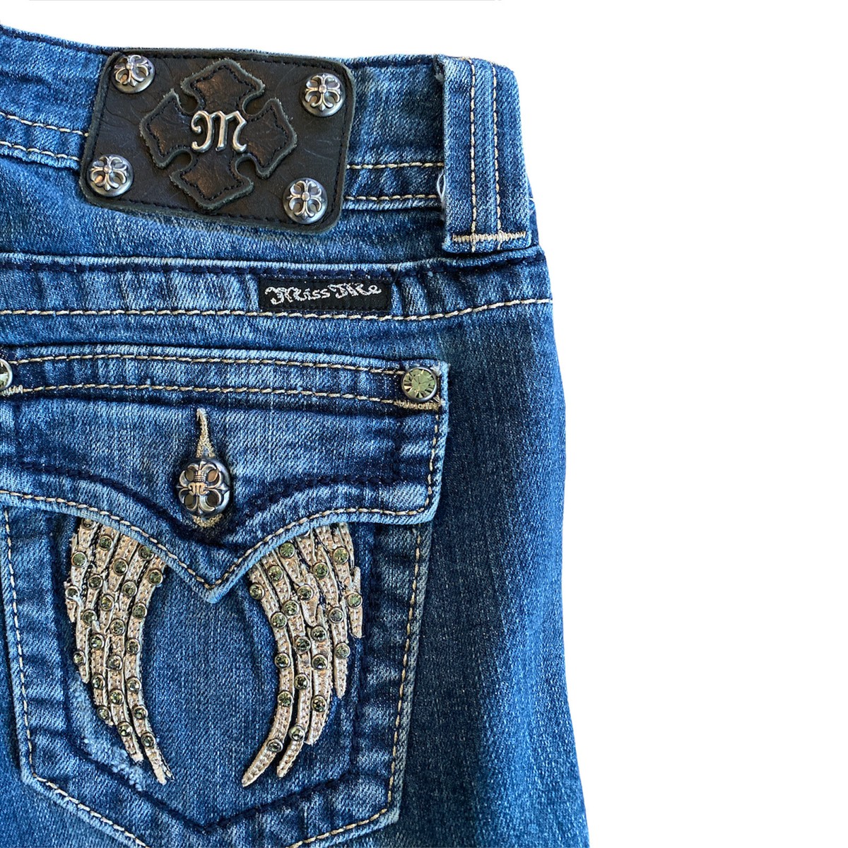 GILA ARCHIVE ♥ CRYSTAL WING BOOTSCUT DENIM PANTS CRYSTAL