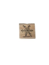 Stampin Up Retired Wood Mounted Simple Line Drawing Snowflake Rubber Stamp