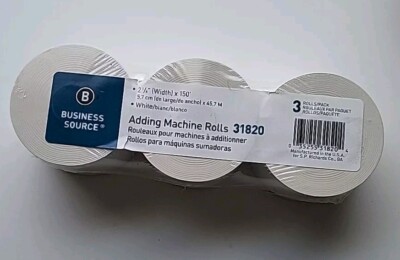 Business Source Adding Machine Paper Rolls 2-1/4''x150' 3/PK White 31820