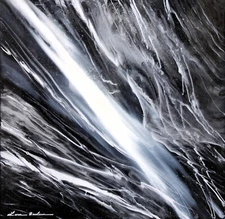 Original  Contemporary Black White Painting Modern Abstract Art Canvas Signed